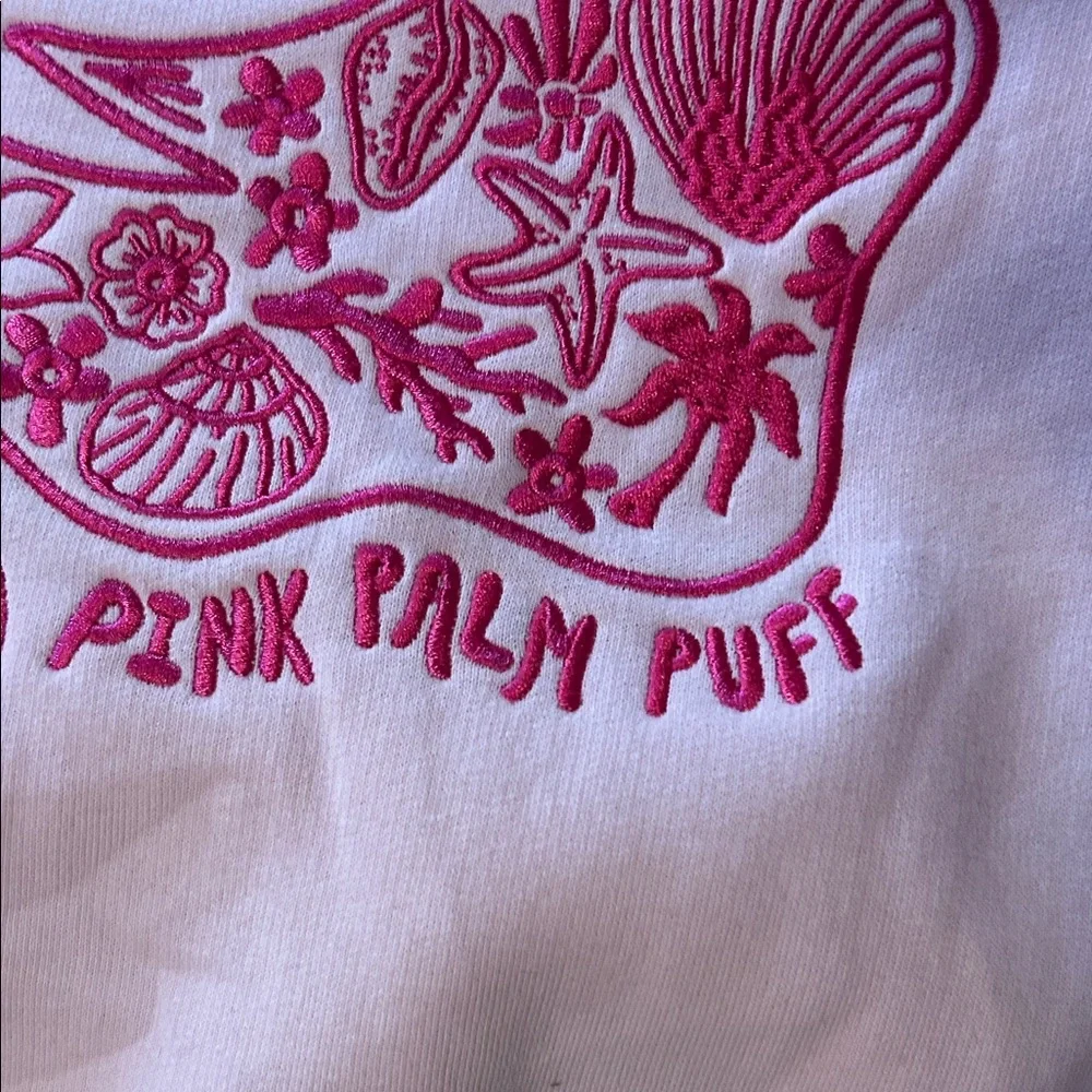 Pink Hoodie, pink palm puff brand. cozy warm beach hoodie. - Picture 6 of 8